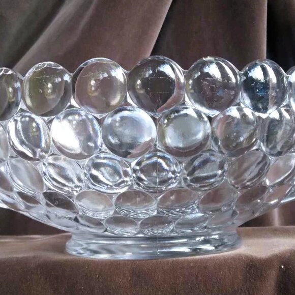 Vintage Westmoreland Thousand Eye Oval 2 Handled Bubble Glass Serving Bowl - Picture 9 of 9